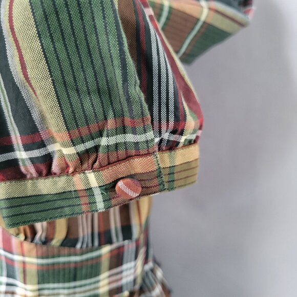J. Crew Lia Plaid Ruffle Peplum Blouse Green Red 8 - Picture 13 of 14